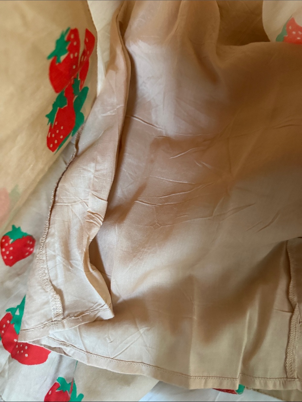 Anthropologie Beige Maxi Skirt with Red Strawberry Print - Picture 10 of 11